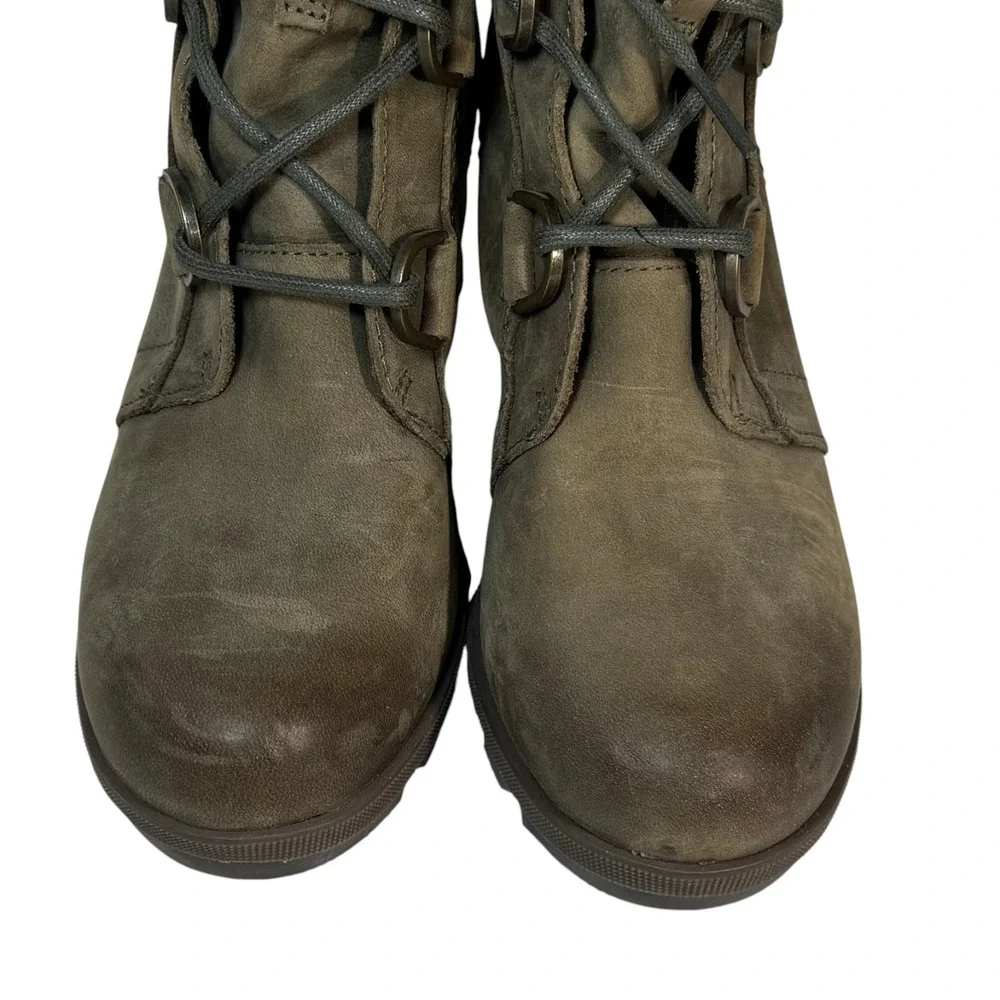 Sorel Women Joan‎ of Arctic Boot Size 6.5 Waterproof Olive Combat Wedge Lug